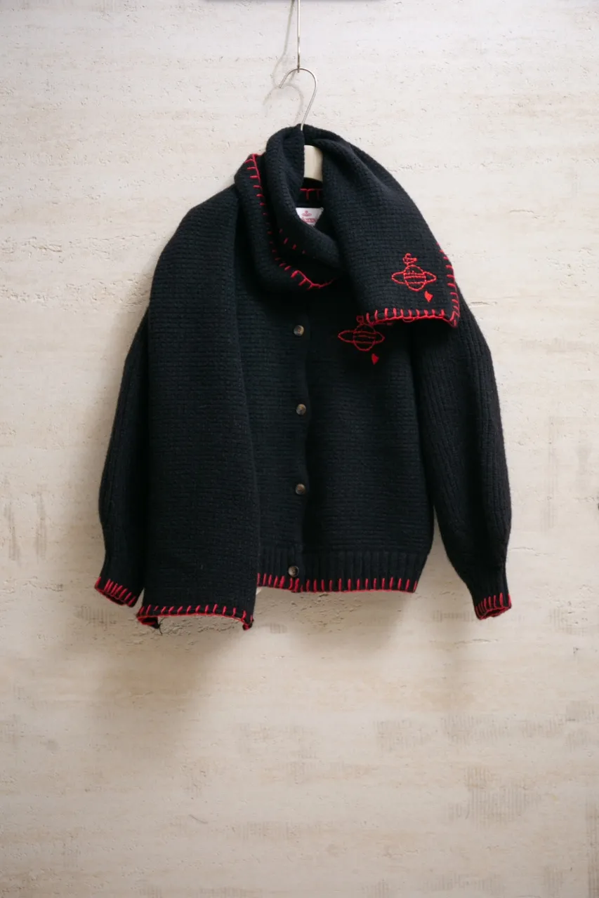 vivienne west wood Queen Mother West 25 Saturn red label limited classic scarf wool knitted short cardigan sweater S M L